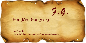 Forján Gergely névjegykártya